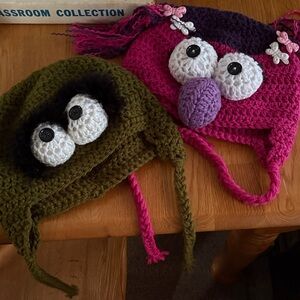 Kids Crochet Animal Hats - Pink and Green